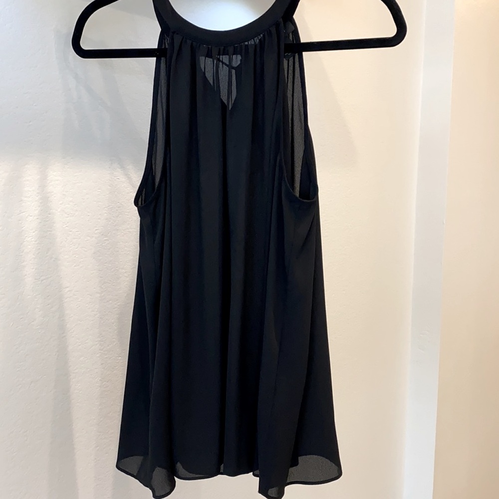 Halogen Sheer Sleeveless Tie Back Tank Top